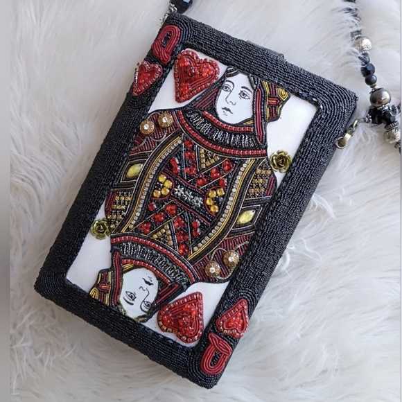 Handbags - Embellished Mary Jane Queen of Hearts Beaded Bag
